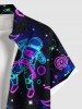 Plus Size Galaxy Astronaut Star Spaceship Print Buttons Pocket Hawaii Shirt For Men -  