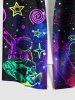 Plus Size Galaxy Astronaut Star Spaceship Print Buttons Pocket Hawaii Shirt For Men -  