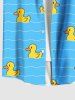 Plus Size Ducks Wave Line Print Buttons Pocket Hawaii Shirt For Men -  