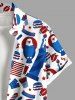 Plus Size Patriotic American Flag Eagle Statue of Liberty Print Buttons Pocket Shirt For Men -  