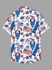 Plus Size Patriotic American Flag Eagle Statue of Liberty Print Buttons Pocket Shirt For Men -  