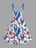 Robe Débardeur Imprimée Statue de la Liberté Drapeau Américain Grande Taille - Bleu 6X