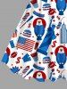 Robe Débardeur Imprimée Statue de la Liberté Drapeau Américain Grande Taille - Bleu 6X