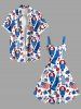 Robe Débardeur Imprimée Statue de la Liberté Drapeau Américain Grande Taille - Bleu 6X