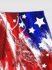 Plus Size Painting Patriotic American Flag Print Drawstring Beach Shorts For Men -  