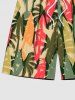 Plus Size Colorful Coconut Tree Colorblock Print Hawaii Drawstring Beach Shorts For Men -  