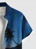 Plus Size Coconut Tree Sea Wave Beach Ombre Galaxy Print Hawaii Button Pocket Shirt For Men - Bleu Ciel S