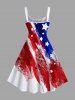 Plus Size Painting Patriotic American Flag Print A Line Tank Dress -  