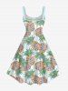 Plus Size Colorful Pineapple Striped Print Hawaii A Line Tank Dress -  