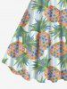 Plus Size Colorful Pineapple Striped Print Hawaii A Line Tank Dress -  