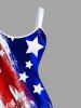 Plus Size Painting Patriotic American Flag Print A Line Tank Dress -  