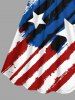 Plus Size Ink Painting Splatter Patriotic American Flag Print Cinched A Line Dress -  