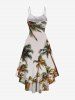 Plus Size Coconut Tree Print Hawaii High Low Asymmetric Cami Dress -  