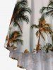 Plus Size Coconut Tree Print Hawaii High Low Asymmetric Cami Dress -  