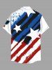 Plus Size Ink Painting Splatter Patriotic American Flag Print Button Pocket Shirt For Men -  