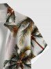 Plus Size Coconut Tree Print Hawaii Button Pocket Shirt For Men -  