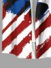 Plus Size Ink Painting Splatter Patriotic American Flag Print Button Pocket Shirt For Men -  