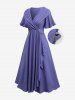 Plus Size Ruffles Tulip Hem Pockets Ruched Surplice Dress -  