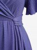 Plus Size Ruffles Tulip Hem Pockets Ruched Surplice Dress -  