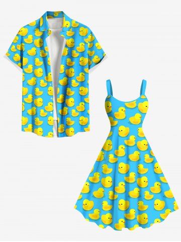 Ducks Print Plus Size Matching Hawaii Beach Outfit For Couples