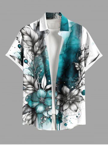 Flower Leaf Ombre Colorblock Paint Drop Print Plus Size Matching Hawaii Beach Outfit For Couples