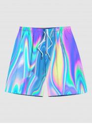 Short de Plage Hawaiien Imprimé Arc-en-Ciel Grande Taille pour Homme - Bleu 2XL