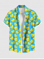 Plus Size Ducks Print Buttons Pocket Hawaii Shirt For Men -  