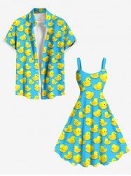 Ducks Print Plus Size Matching Hawaii Beach Outfit For Couples -  