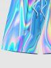 Longueur de Plage Brillante à Imprimé Coloré 3D avec Pieds Étroits Grande-Taille pour Femmes - Bleu 
