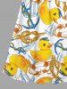 Duck Swimming Ring Anchor Sailboat Print Plus Size Matching Hawaii Beach Cruise Shirts Dress Outfit For Couples -  