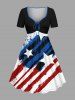 Ink Painting Splatter Patriotic American Flag Print Plus Size Matching Outfit For Couples -  