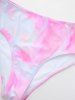 Ombre Tie Dye Print Shell Cup Chains Strap Tankini Top And Tie Asymmetrical Skirted 3 Piece Tankini Swimsuit -  