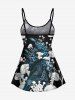 Haut de Tankini Hawaïen Champignon Aigle Imprimé à Bretelle Ajustable de Grande Taille - Vert M