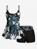 Haut de Tankini Hawaïen Champignon Aigle Imprimé à Bretelle Ajustable de Grande Taille - Vert M