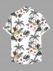 Plus Size Coconut Tree Flowers Leaf Print Buttons Pocket Hawaii Shirt For Men -  