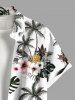 Plus Size Coconut Tree Flowers Leaf Print Buttons Pocket Hawaii Shirt For Men -  