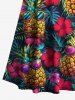 Plus Size Sunglasses Pineapple Tropical Flowers Leaf Print Cold Shoulder Crisscross Hawaii Maxi Dress -  