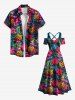 Plus Size Sunglasses Pineapple Tropical Flowers Leaf Print Cold Shoulder Crisscross Hawaii Maxi Dress -  