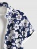 Chemise Imprimé à Fleurs et Feuilles Tropicales Grande Taille avec Boutons pour Homme - Bleu profond 2XL