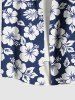 Chemise Imprimé à Fleurs et Feuilles Tropicales Grande Taille avec Boutons pour Homme - Bleu profond 2XL