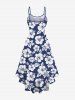 Plus Size Tropical Flowers Leaf Print High Low Hawaii Cami Dress -  