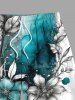 Plus Size Watercolor Flower Leaf Print Hawaii Beach Shorts For Men -  