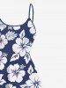 Plus Size Tropical Flowers Leaf Print High Low Hawaii Cami Dress -  