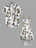 Plus Size Coconut Tree Flowers Leaf Print High Low Hawaii Cami Dress -  