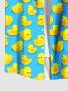 Plus Size Ducks Print Buttons Pocket Hawaii Shirt For Men -  