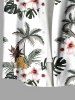 Plus Size Coconut Tree Flowers Leaf Print Buttons Pocket Hawaii Shirt For Men -  
