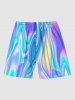 Plus Size Rainbow Light Beam Print Hawaii Beach Shorts For Men -  