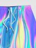 Plus Size Rainbow Light Beam Print Hawaii Beach Shorts For Men -  