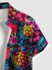 Plus Size Sunglasses Pineapple Tropical Flowers Leaf Print Buttons Pocket Hawaii Shirt For Men -  