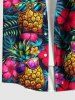 Plus Size Sunglasses Pineapple Tropical Flowers Leaf Print Buttons Pocket Hawaii Shirt For Men -  
